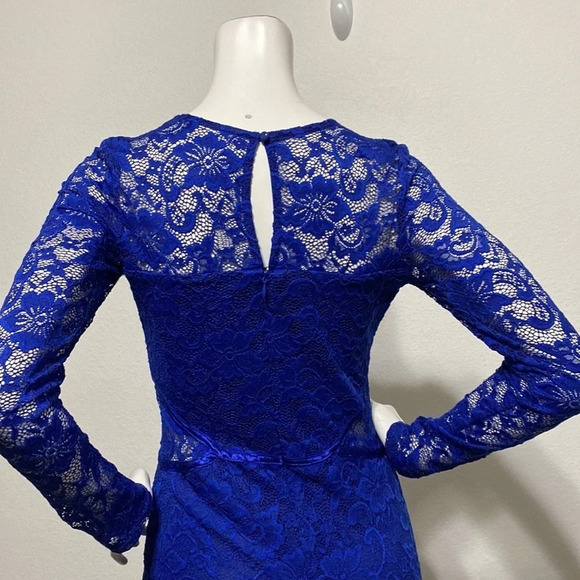 Social Stories Cobalt Blue Lace Side Cut Outs Bodycon Dress Size M - Picture 7 of 9